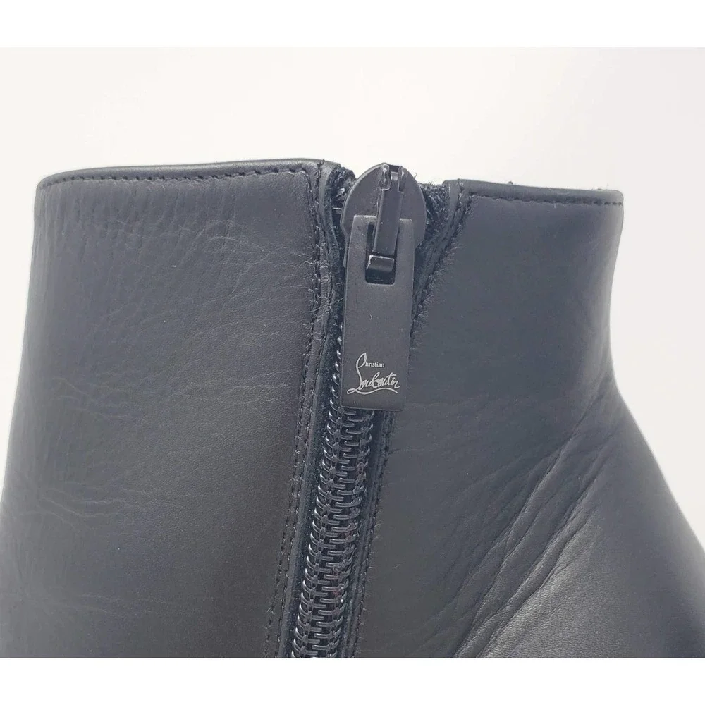 Christian Louboutin Boots Eloise 100 Heeled Ankle Booties Black Leather EU 37.5 - Picture 5 of 8